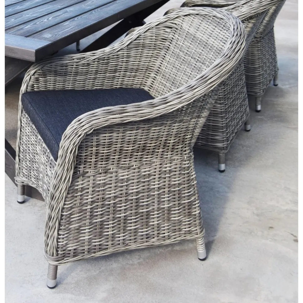 Matgrupp Mercury: Oxford bord inklusive 6 st Mercury fåtöljer i konstrotting + Textilrengöring för möbler