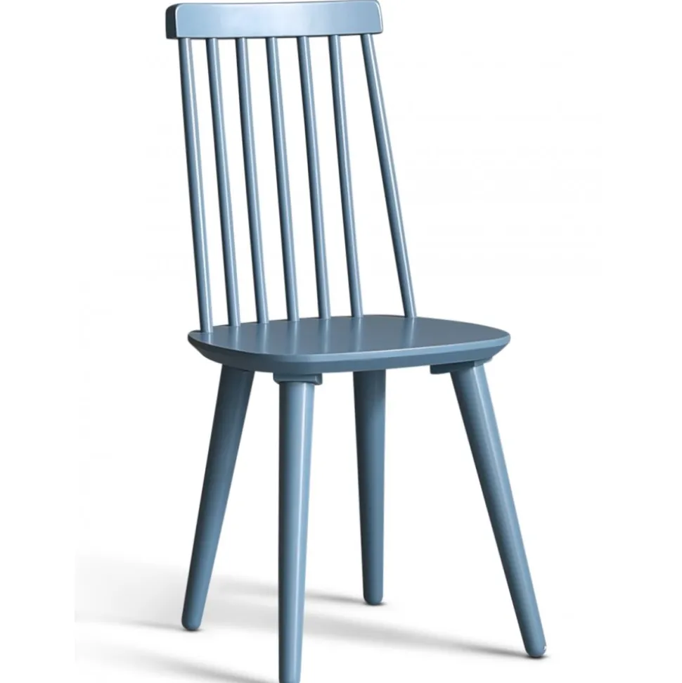 Matgrupp: Runt bord i Ek / Vit med 4 st duvblåa Pinnstolar + 3.00 x Möbeltassar