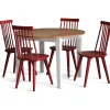 Matgrupp: Runt bord i Ek / Vit med 4 st röda Pinnstolar
