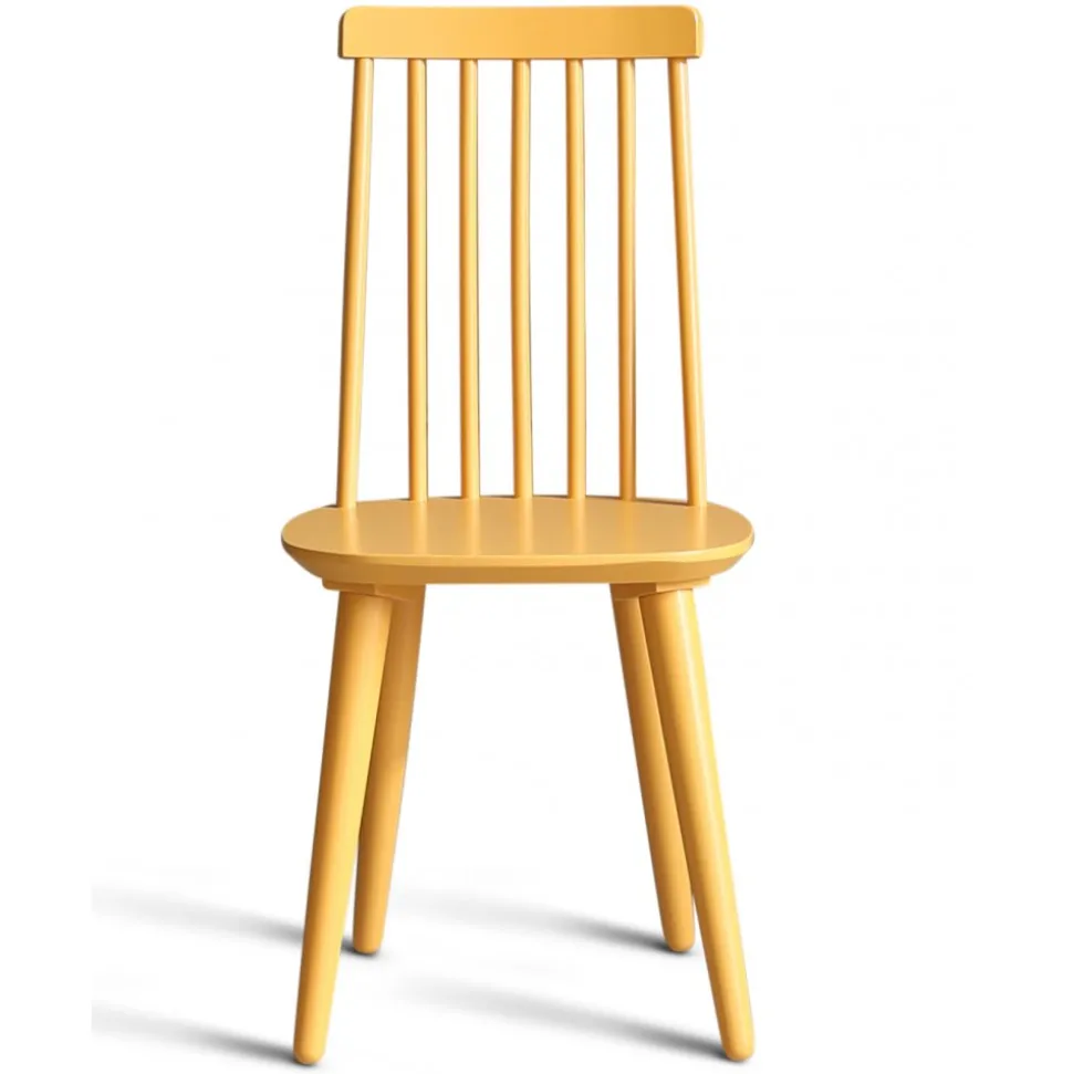 Matgrupp: Runt bord i Ek / Vit med 4 st gula Pinnstolar + 3.00 x Möbeltassar