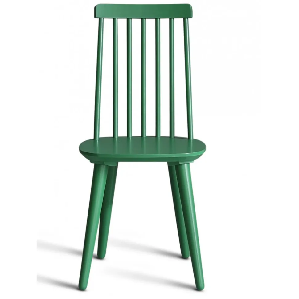 Matgrupp: Runt bord i Ek / Vit med 4 st gröna Pinnstolar + 4.00 x Stolsdyna