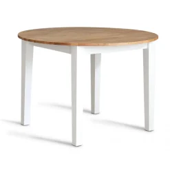 Matgrupp: Runt bord i Ek / Vit med 4 st gröna Pinnstolar