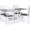 Matgrupp slagbord med fyra stolar vit / Grå - Fårö + 4.00 x Stolsdyna