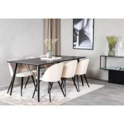 Matgrupp Slope 180x90 cm inkl 6 st Alice stolar - Svartbetsad ekfanér + 4.00 x Möbeltassar