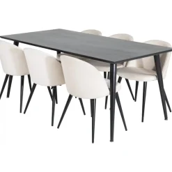 Matgrupp Slope 180x90 cm inkl 6 st Alice stolar - Svartbetsad ekfanér + 6.00 x Stolsdyna