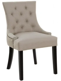 Matstol beige med bruna ben - Tuva