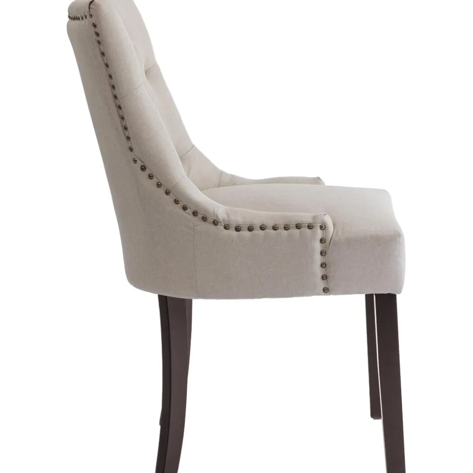 Matstol beige med bruna ben - Tuva + Möbeltassar