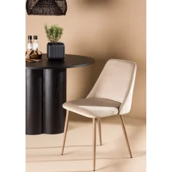 Matstol beige sammet med ekben