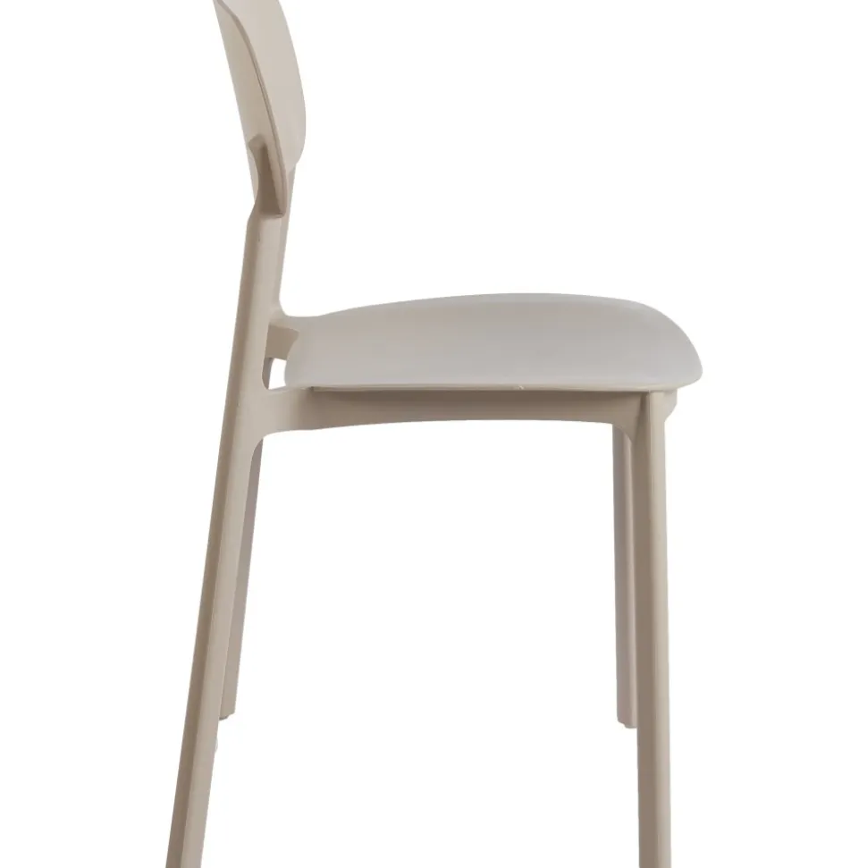 Matstol beige stapelbar + Textilskydd för utemöbler