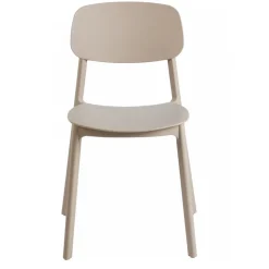 Matstol beige stapelbar + Rengöringsmedel för utemöbler