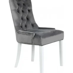 Matstol grå med vita ben och nitar - Tuva