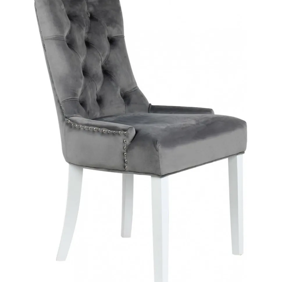 Matstol grå med vita ben och nitar - Tuva