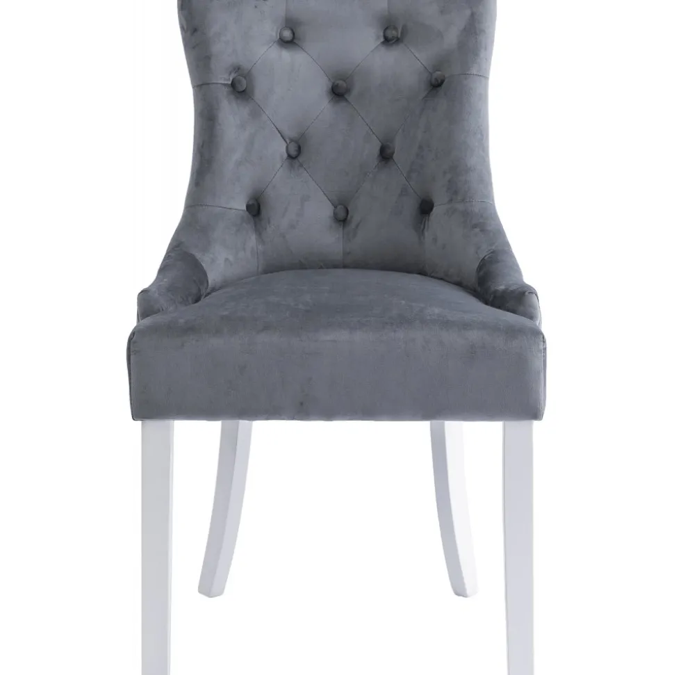 Matstol grå med vita ben och nitar - Tuva