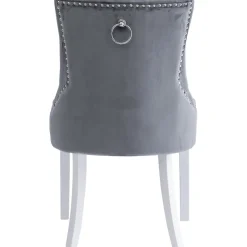 Matstol grå med vita ben och nitar - Tuva