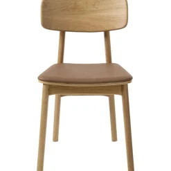 Matstol Kleppen i oljad ek stomme med brun PU sits