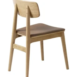 Matstol Kleppen i oljad ek stomme med brun PU sits