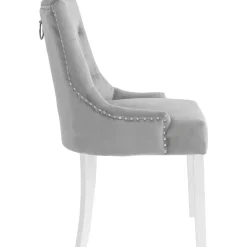 Matstol ljusgrå sammet - Tuva Decotique + Textilrengöring för möbler