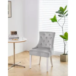 Matstol ljusgrå sammet - Tuva Decotique