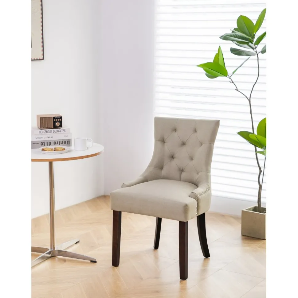 Matstol Tuva - Beige med bruna ben + Fläckborttagare för möbler