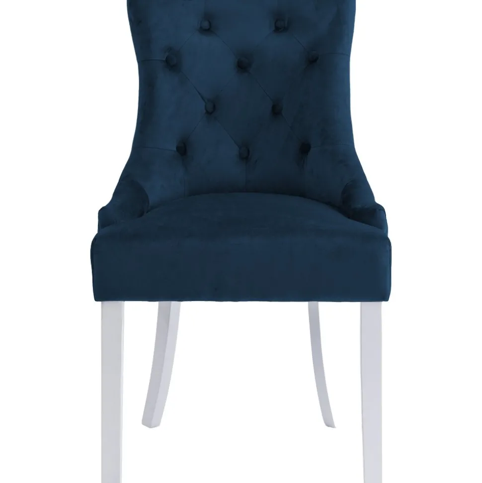Matstol Tuva blå sammet med vita ben + Textilrengöring för möbler