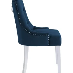Matstol Tuva blå sammet med vita ben