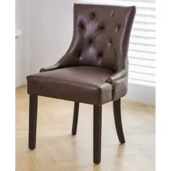 Matstol Tuva brun med mörkbruna ben + Möbeltassar