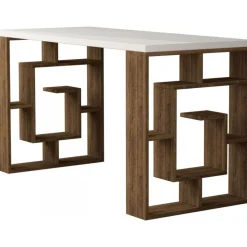 Maze skrivbord 140x60 cm - Vit/mörk ek