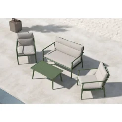 Mazzaro soffgrupp - Grön/Beige + Textilskydd för utemöbler