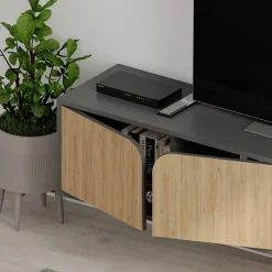 Mediabänk 180 cm bred - Antracit/ek