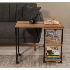 Melin sidobord 70 x 76 cm - Furu/svart