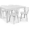 Mellby matgrupp 140 cm bord med 4 st vita Fredrik Pinnstolar med karm - Vit