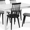 Mellby matgrupp 140 cm bord med 4 st svarta Dalsland pinnstolar - Vit / Svart + 4.00 x Stolsdyna