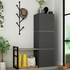 Mello skoskåp - Antracit/ljusbrun