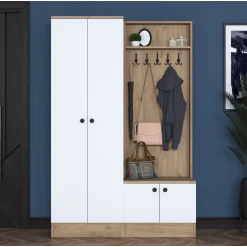 Mendy hallmöbel 120 cm - Valnöt/vit