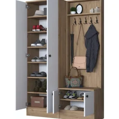 Mendy hallmöbel 120 cm - Valnöt/vit