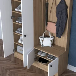 Mendy hallmöbel 120 cm - Valnöt/vit