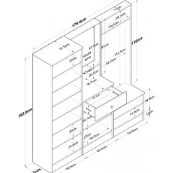 Mendy hallmöbel 180 cm - Valnöt/vit