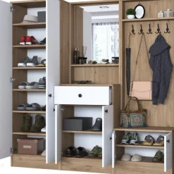 Mendy hallmöbel 180 cm - Valnöt/vit