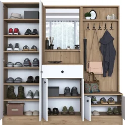 Mendy hallmöbel 180 cm - Valnöt/vit