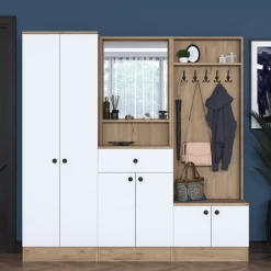 Mendy hallmöbel - Vit/valnöt