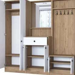 Mendy hallmöbel - Vit/valnöt