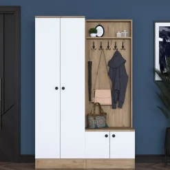 Mendy hallmöbel - Vit/valnöt