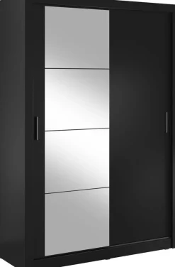 Mervyn garderob B150 cm - Svart / Spegel