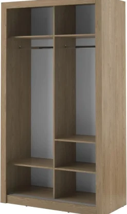 Mervyn garderob med skjutdörrar 120 cm - Shetland ek / Spegel