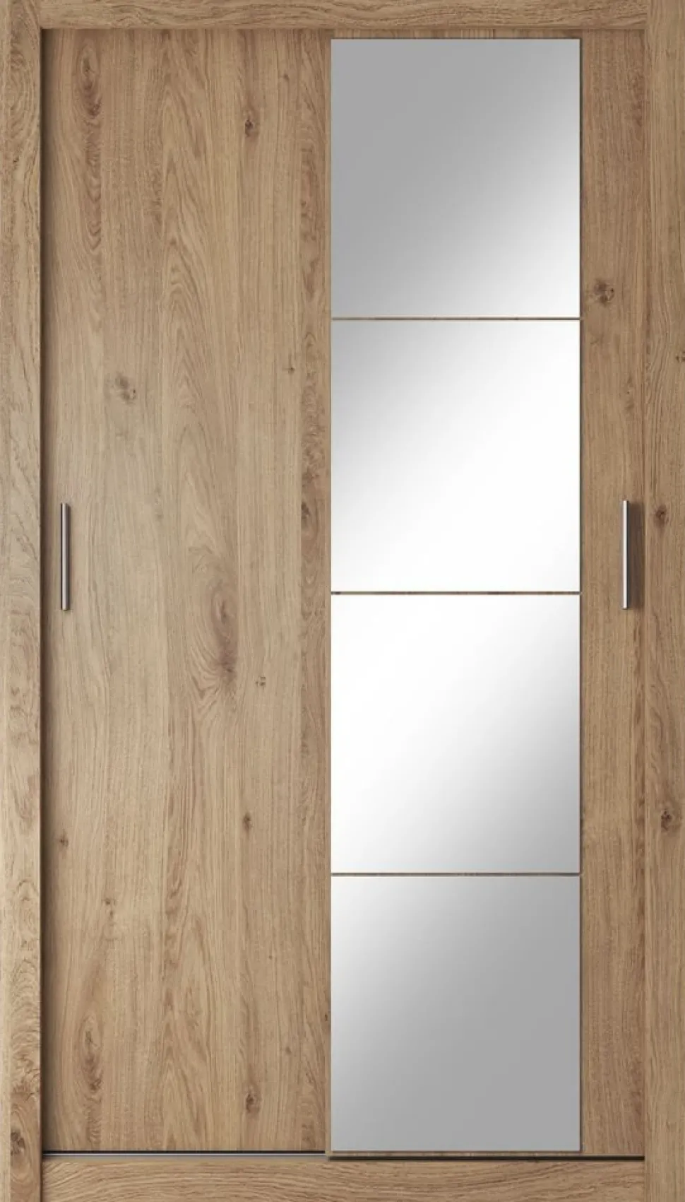 Mervyn garderob med skjutdörrar 120 cm - Shetland ek / Spegel