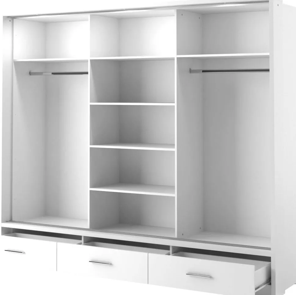 Mervyn garderob med skjutdörrar och innehåll B250 cm - Vit