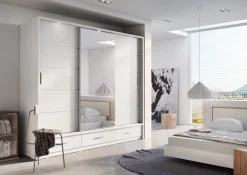 Mervyn garderob med skjutdörrar och innehåll B250 cm - Vit