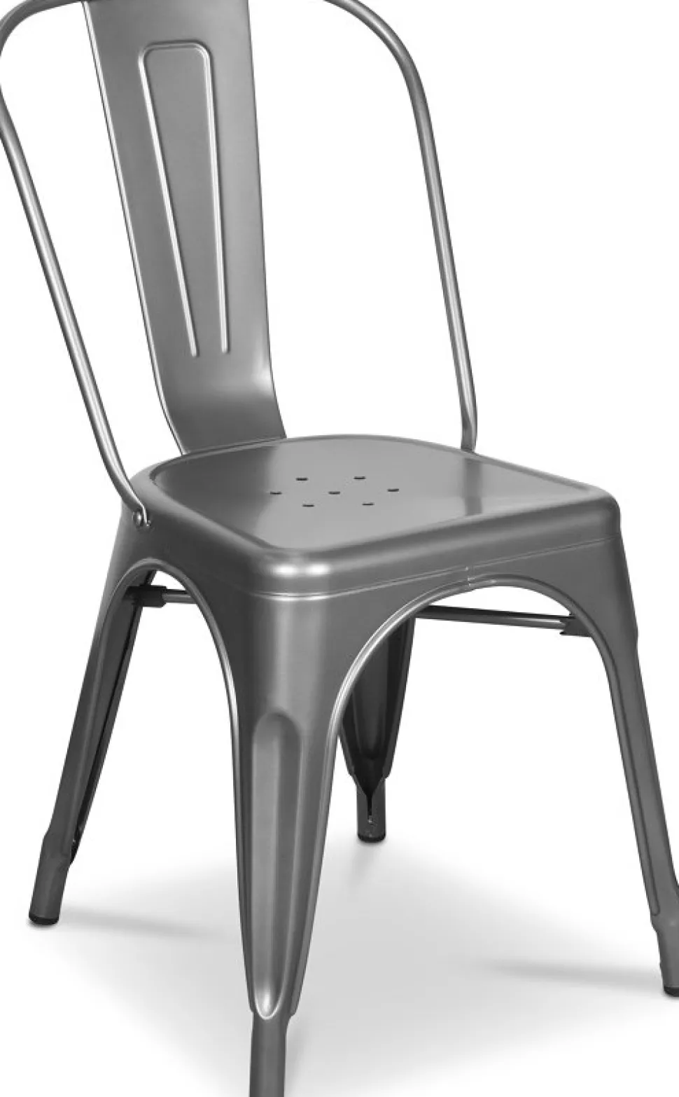 Metallstol staplingsbar - Borstat stål + Möbeltassar