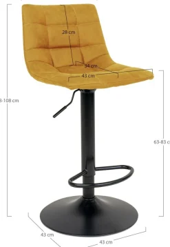 Middelfart Barstol - Gul/svart