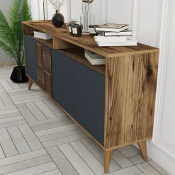 Milan skänk 180 cm - Valnöt/antracit